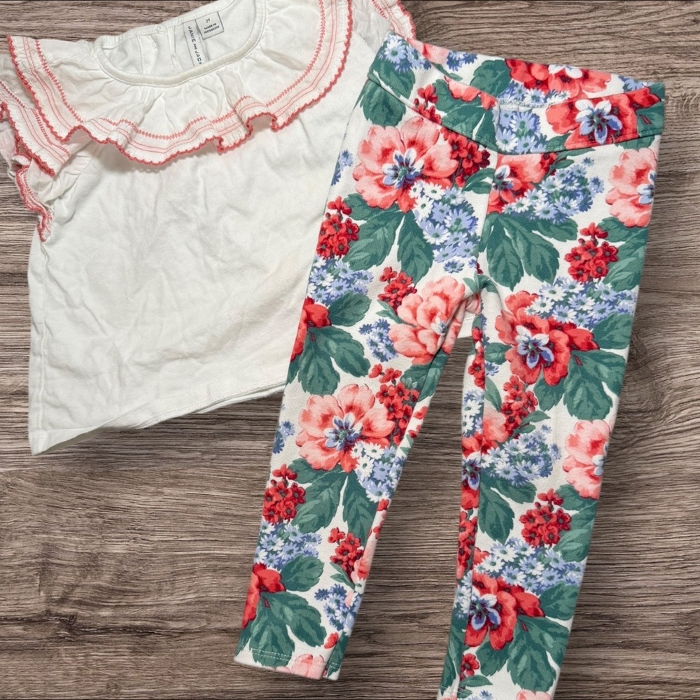 Janie and Jack Red and Green Matching Leggings Set